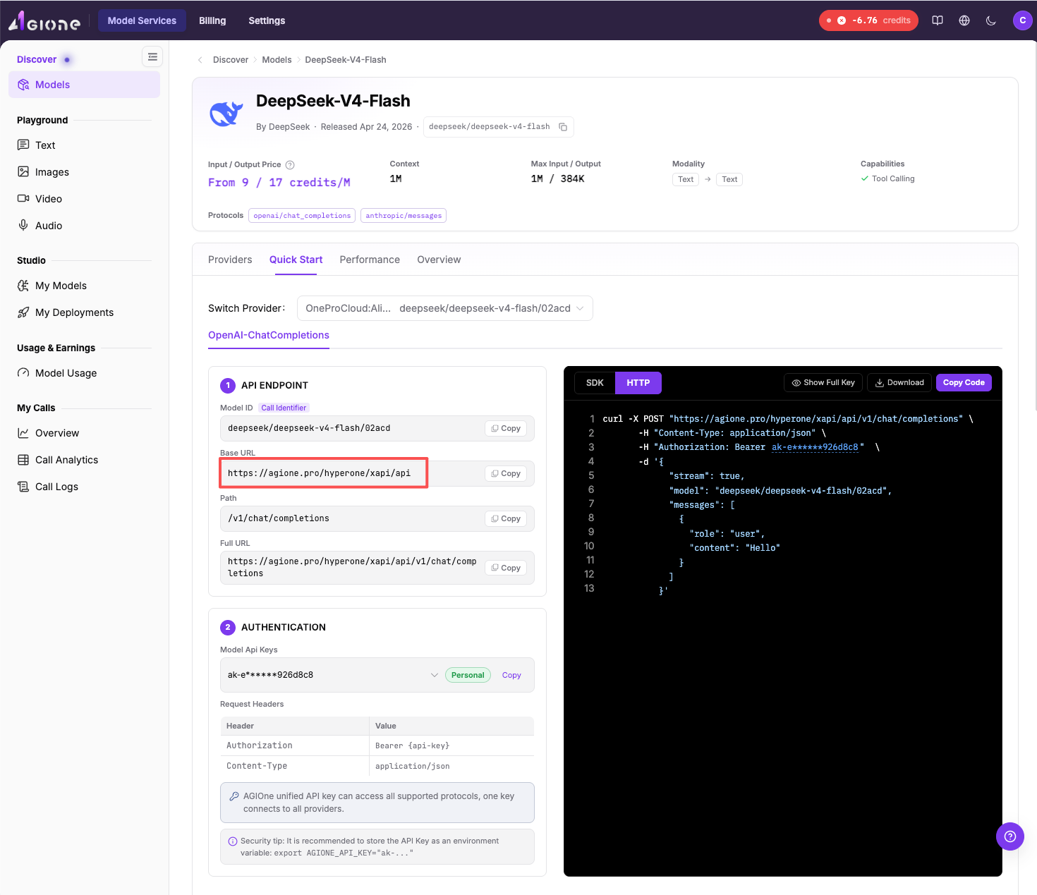 Quick Start page - copy Base URL